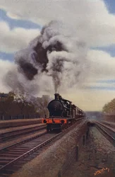 The Irish Express die de helling tussen Euston en Chalk Farm beklimt, London and North Western Railway
